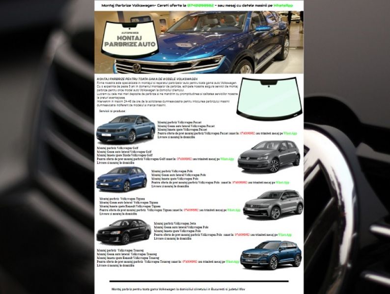 Montaj parbriz Volkswagen | Inlocuire Parbriz Volkswagen la domiciliul