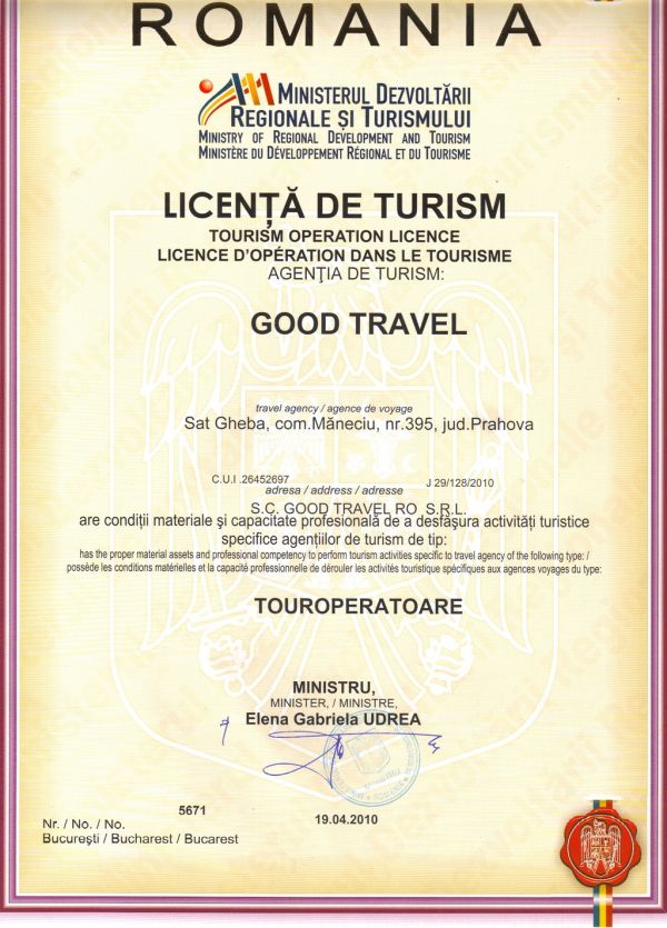 Obtinem Licente pentru Agentiile de Turism