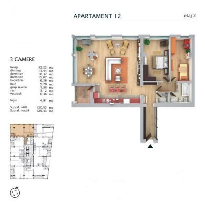 Nordului - APARTAMENT CU 3 CAMERE