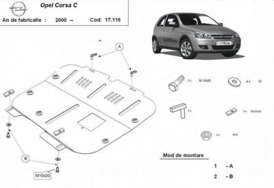 Scut motor metalic Opel Corsa C realizat nou
