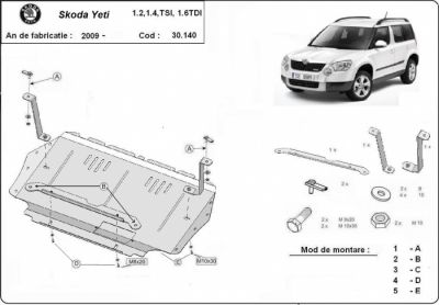 Scut motor metalic Skoda Yeti dupa 2009