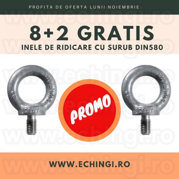 Inel de ridicare cu filet exterior DIN 580, 8+2 gratis 