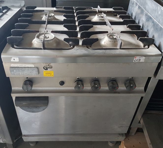 Aragaz  gaz inox 4 focuri si cuptor second