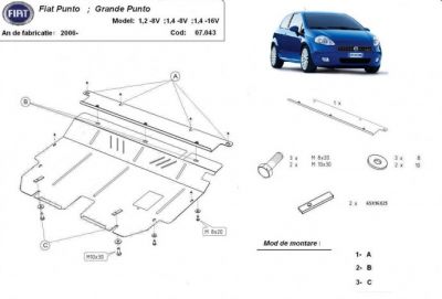 Scut motor metalic Fiat Grande Punto fabr. dupa 2006
