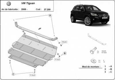 Scut motor metalic VW Tiguan 2008 - 2012