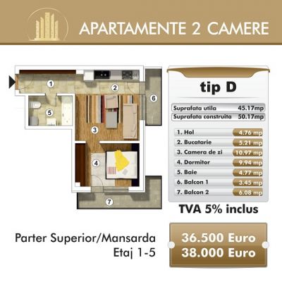 Rahova apartament 2 camere bloc nou direct dezvoltator comision 0% tva inclus   