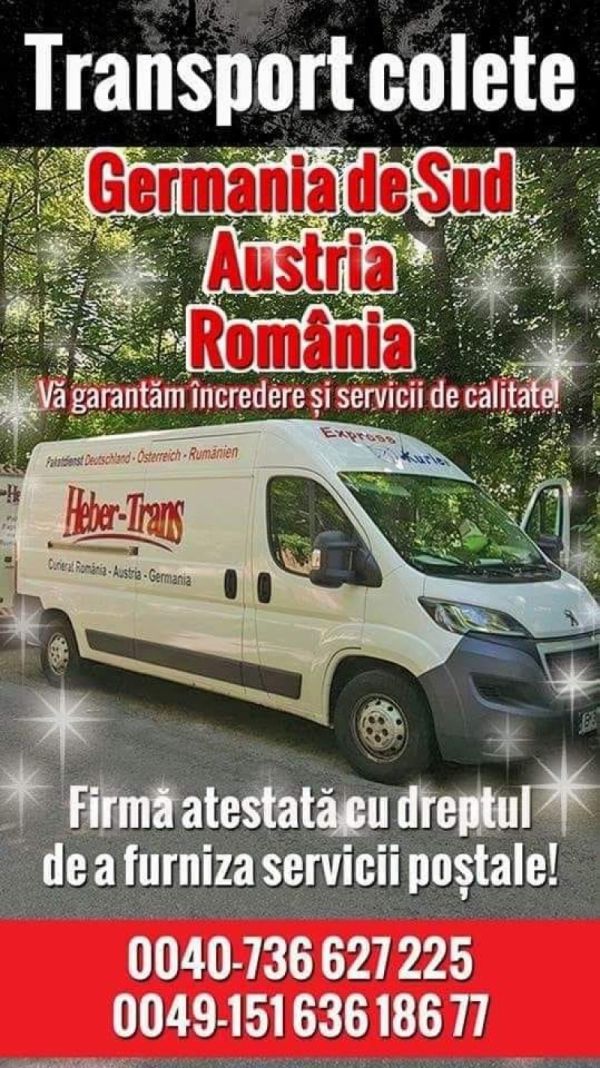 Transport colete, pachete Germania -Austria -Romania de la adresa la adresa