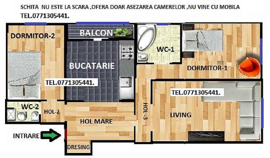 Apartament 3 camere Fizicienilor