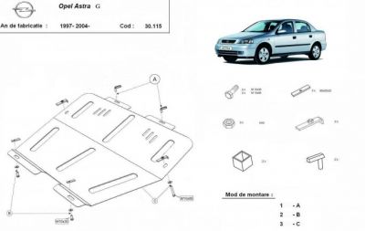 Scut motor metalic Opel Astra G realizat nou