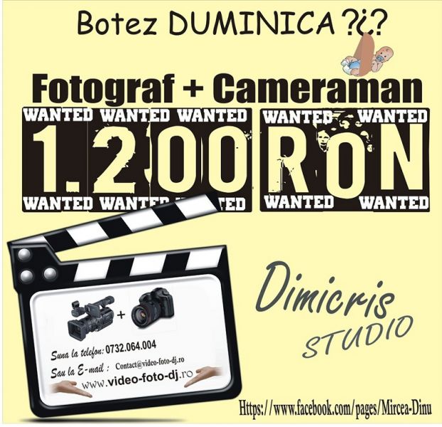 BOTEZ DUMINICA ? Servicii video-foto cu doar 1200 Lei!