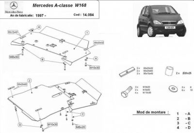 Scut motor metalic Mercedes A - Classe W168 realizat intre 1997 - 2004