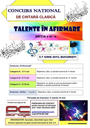 Concursul national de chitara clasica 'Talente in afirmare'