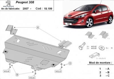 Scut motor metalic Peugeot 308