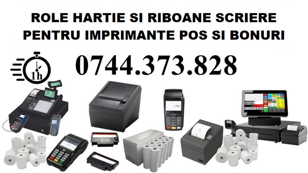 Riboane imprimante POS Role hrtie bonuri in diverse tipodimensiuni. 