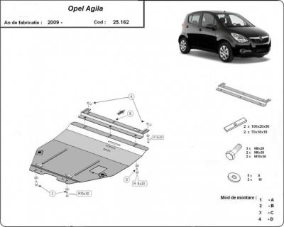 Scut motor metalic Opel Agila dupa 2009