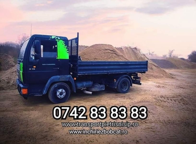 Sorturi:  0/1    0/4     4/8     8/16    16/32    20/40Refuz de ciur,  balast 0/63 mixt pt terasament,  chișai,  piatra concasata/sparta,  margaritarPamant vegetal, pamant pentru umplutura Tel:  0742 83 83 83  0757 41 41 41 www.transportpietrisnisip.ro www.inchiriezbobcat.ro
