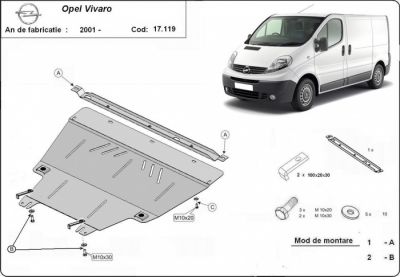 Scut motor metalic Opel Vivaro realizat dupa 2001