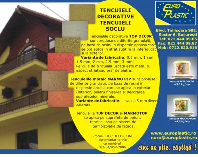 TENCUIALA DECORATIVA SI VOPSEA LAVABILA