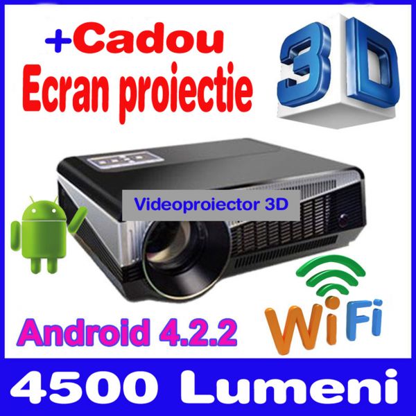 Videoproiector HD 3D cu Android 4.2, dual core, WiFi, HDMI
