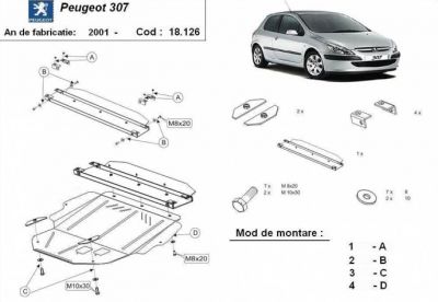 Scut motor metalic Peugeot 307 realizat nou