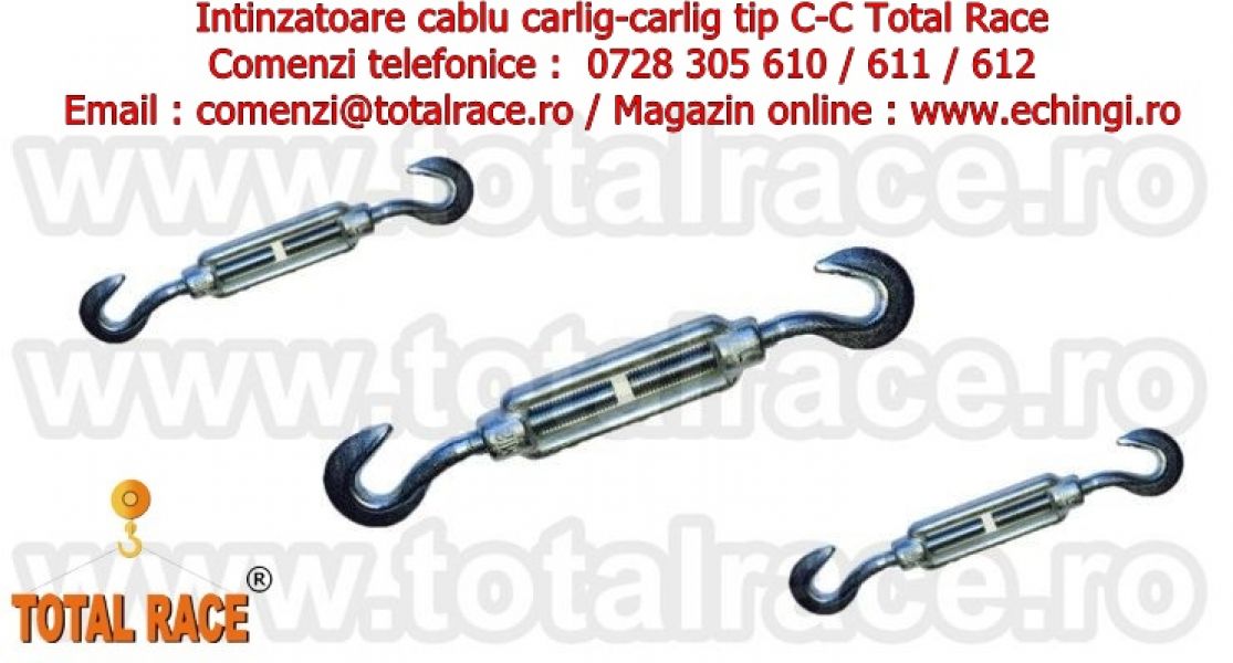 Intinzator cablu cu doua carlige M8 Total Race