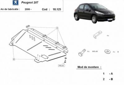 Scut motor metalic Peugeot 207 dupa 2006