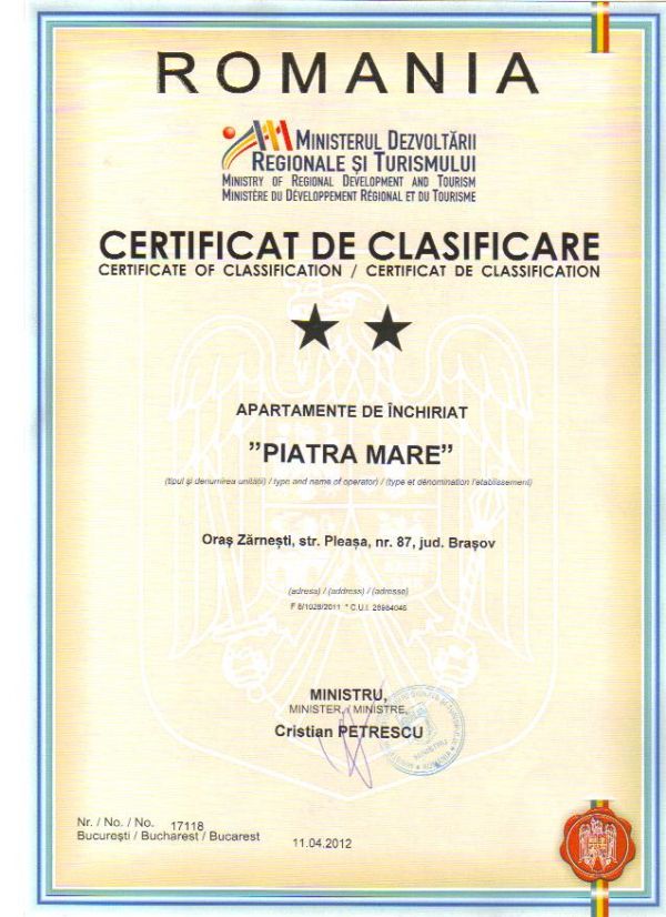 Autorizare camere si apartamente in regim hotelier