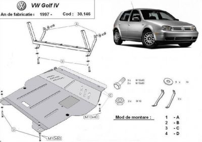 Scut motor metalic VW Golf 4 realizat 1997 - 2004