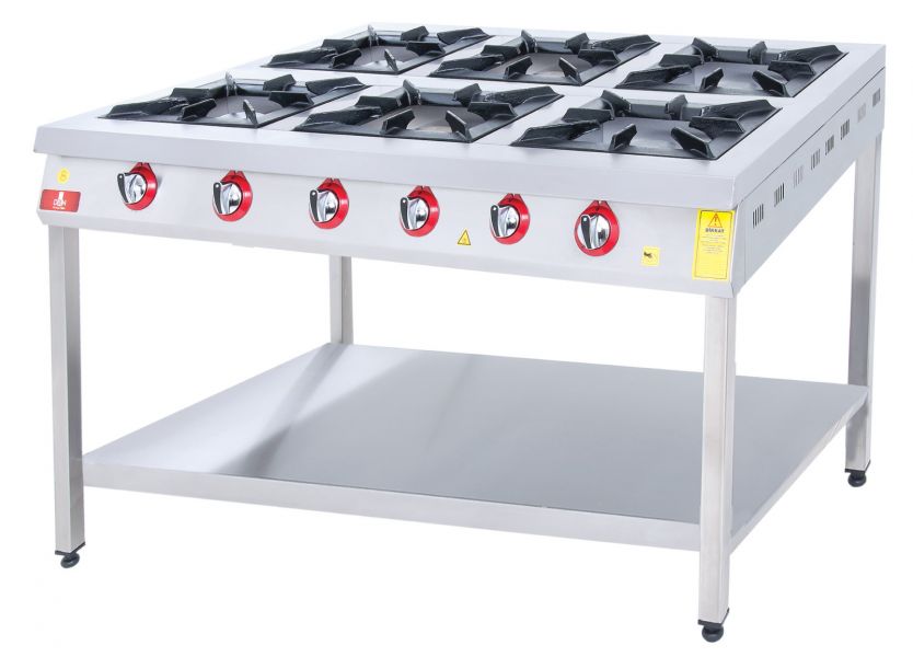 Aragaz profesional 6 ochiuri cu polita 