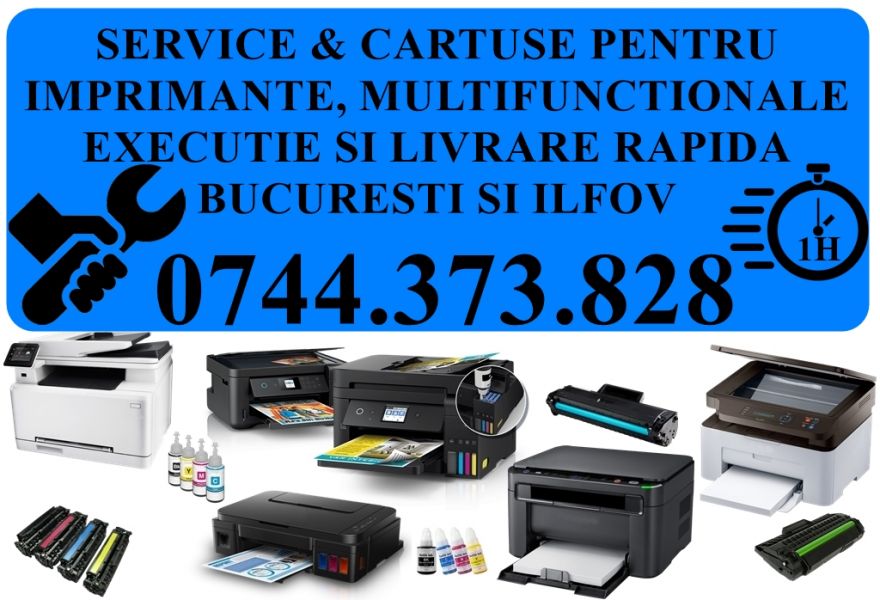 Service sau cartuse imprimante si copiatoare in Tunari 0744373828.