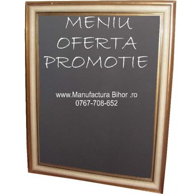 Panou inramat cu tabla pentru scris, tabla creta, tabla meniu, panou oferte, panou promoti