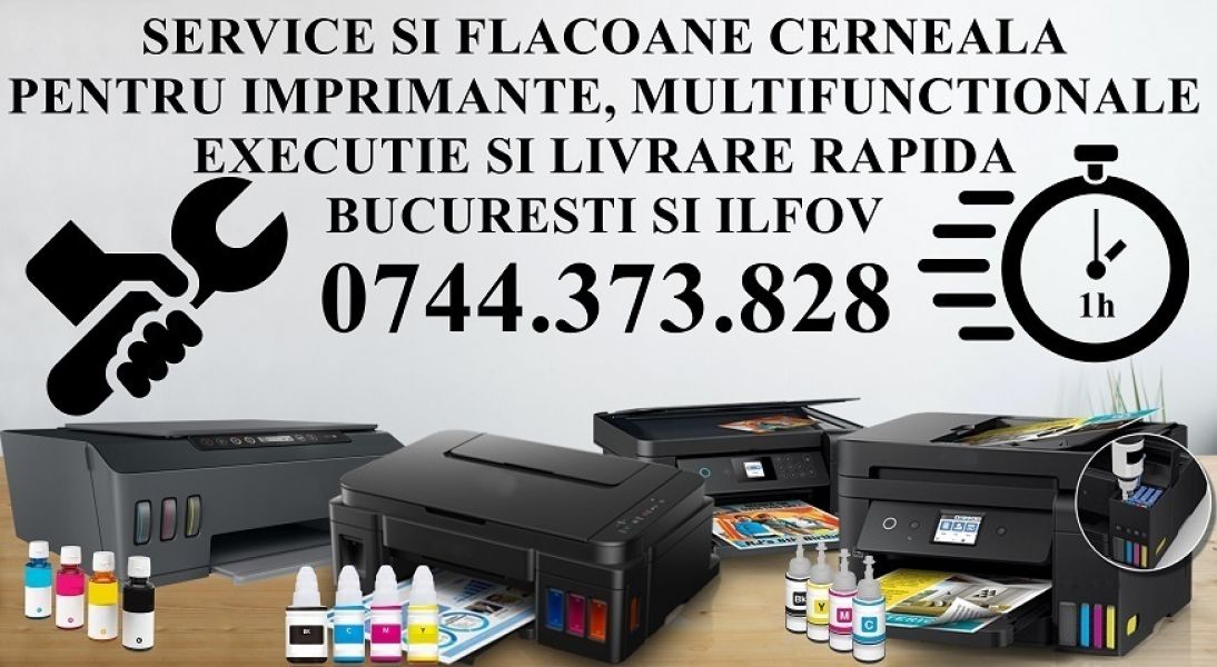 Service si flacoane imprimante cu rezervoare cerneala in Sector 1 - 0744373828.