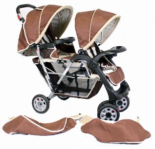 Carucior 2 in 1 Gemeni Cafeniu (disponibil in 3 culori)