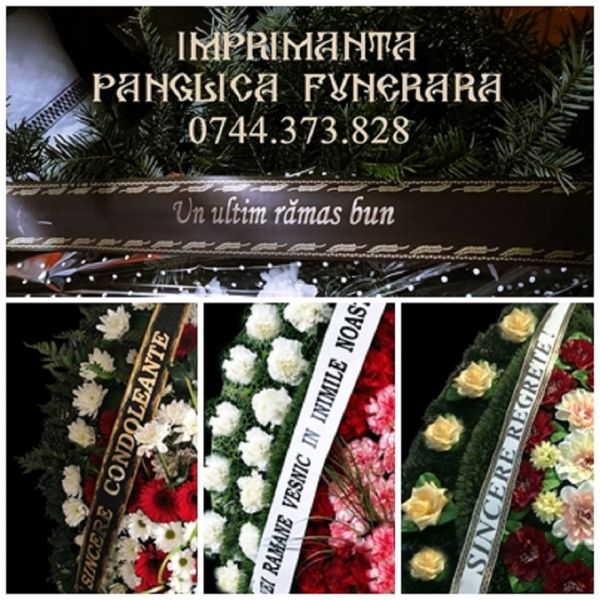 Sistem scriere panglici coroane funerare, florarii 0744373828  Imprimanta scriere panglica funerara,