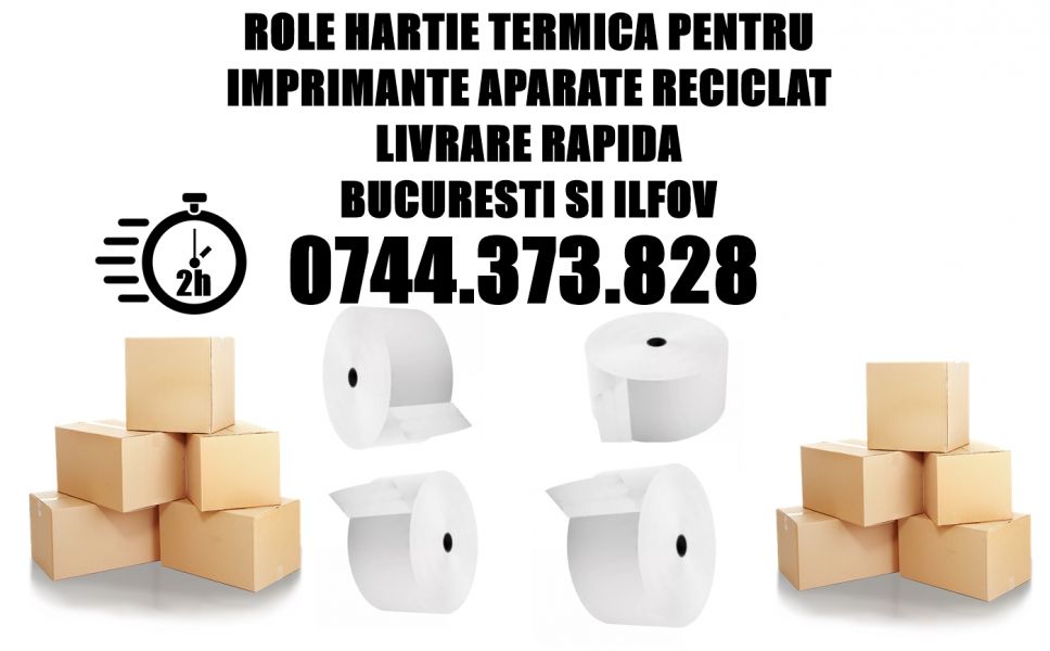 Rola hartie termica pentru imprimanta aparate reciclat RetuRo, Tomra, Envipco ...