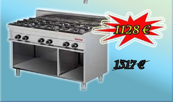 Aragaz gaz 6 focuri pe suport Horeca