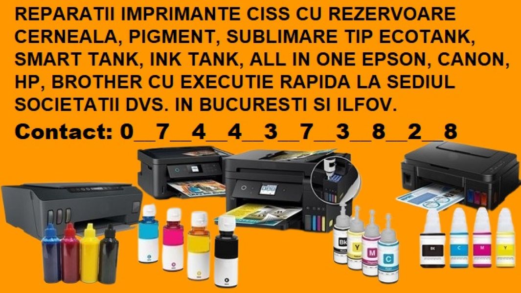 Contactati reparatii imprimante rezervoare cerneala ecotank in Bucuresti Ilfov !