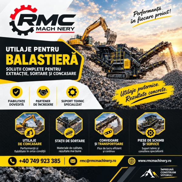 Utilaje si Piese de Schimb pentru Balastiere, Statii de Betoane si Statii de Asfalt