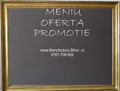 Panou inramat cu tabla pentru scris, tabla creta, tabla meniu, panou oferte, panou promoti