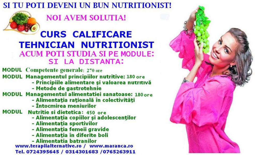 Curs calificare profesionala Tehnician nutritionist